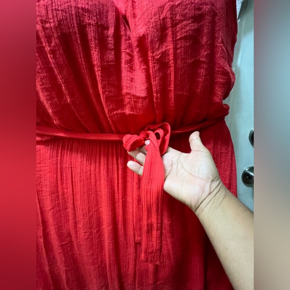 Mlle Gabrielle  3X red halter belted asymmetrical dress - Picture 10 of 16